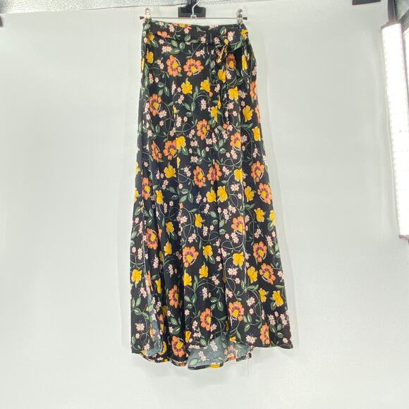 NEW T Tahari A-Line Skirt Black/Rust Floral Print Side Split Size 2 Modest Fairy - Picture 14 of 15